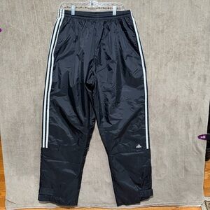 Vintage Adidas Men’s Y2K Track Pants Black Stripes Size 2XL Nylon Heritage Baggy